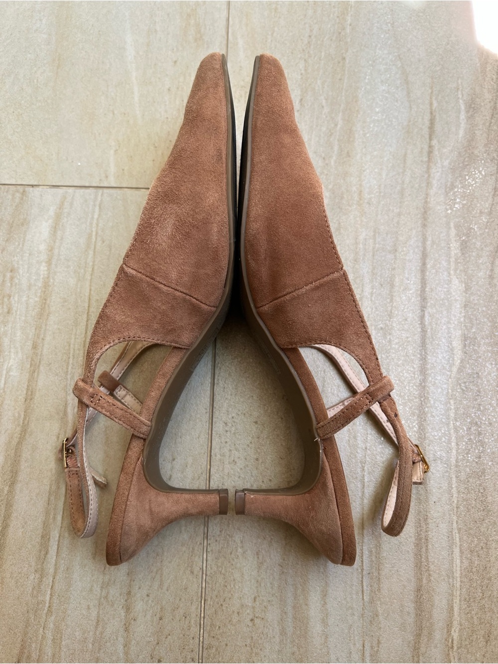 Jones New York Brown Suede Pointed-Toe Slingback Heels - Picture 3 of 6